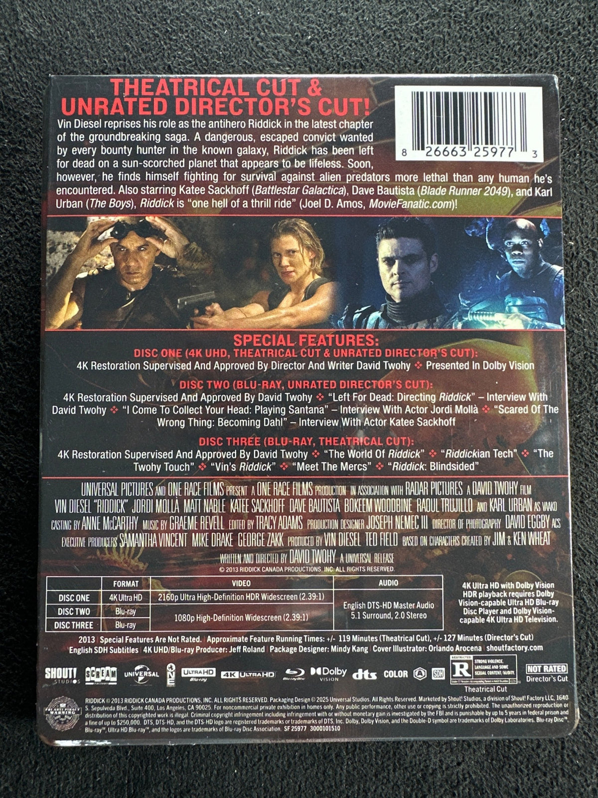 Riddick  (4K UHD, Steelbook, Shout! Factory, NEW/Sealed)