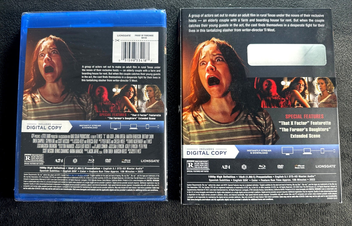 X (Blu-ray, Lionsgate Films, Slipcover, Mia Goth Classic, NEW/Sealed)