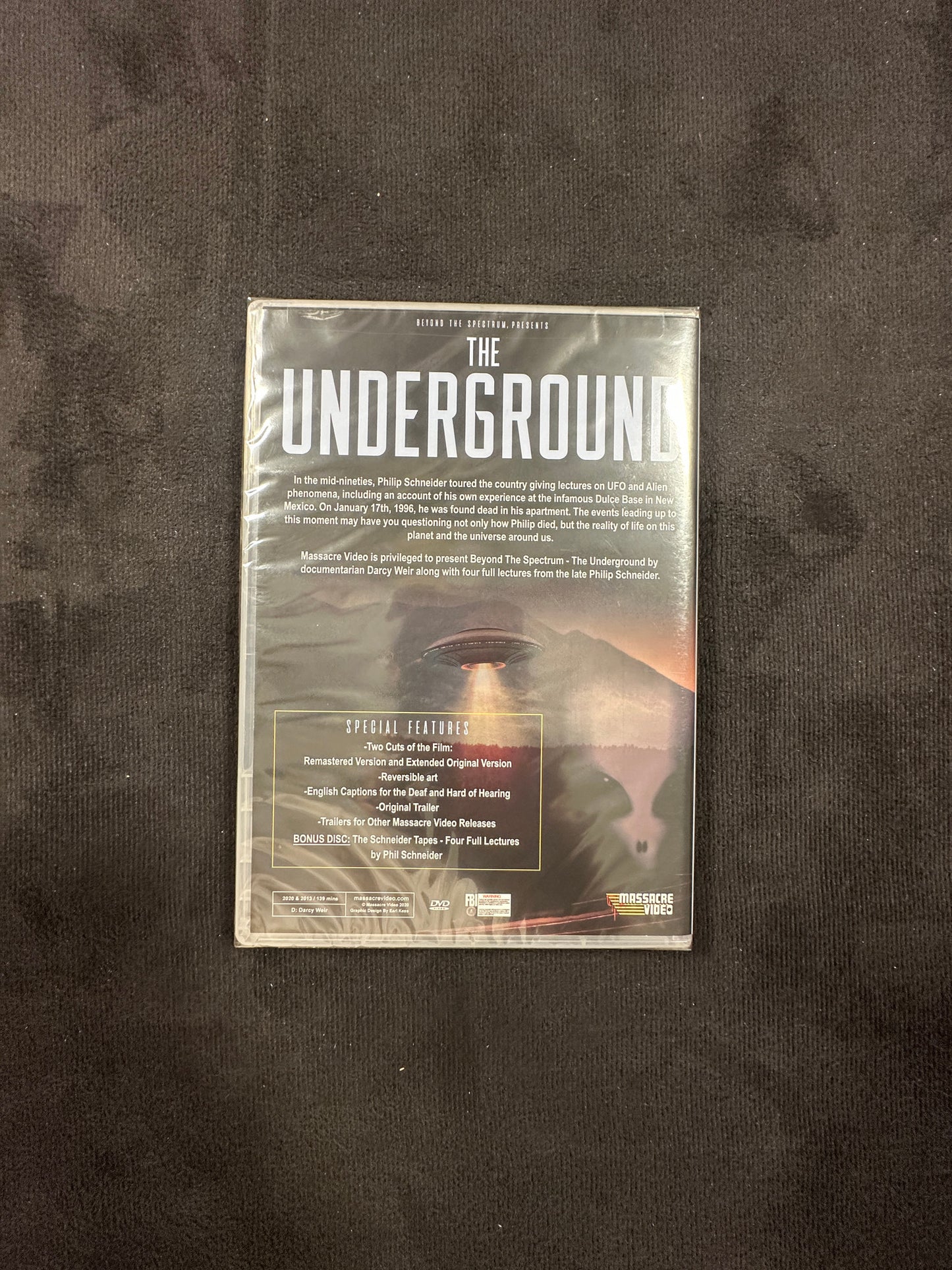The Underground  (DVD, Massacre Video, The True Story of Phil Schneider, NEW)