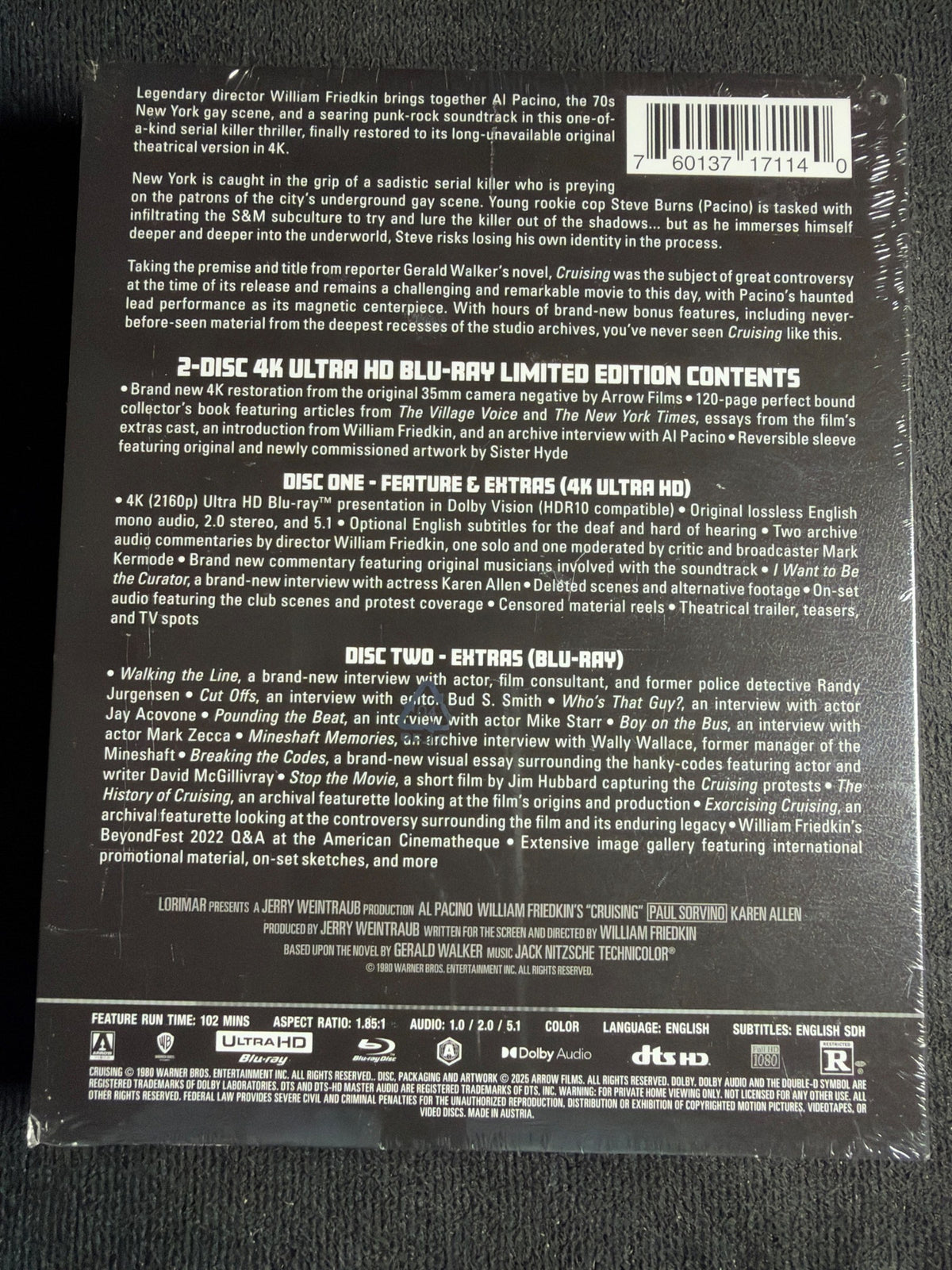 Cruising (4K Ultra HD, Arrow Video, Slipcover, Limited Edition, NEW/Sealed)