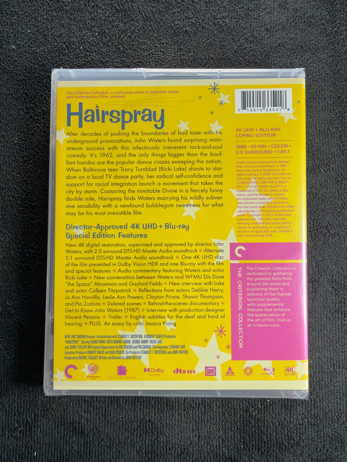 Hairspray (4K Ultra HD, Criterion Collection, 80's Classic, NEW/Sealed)