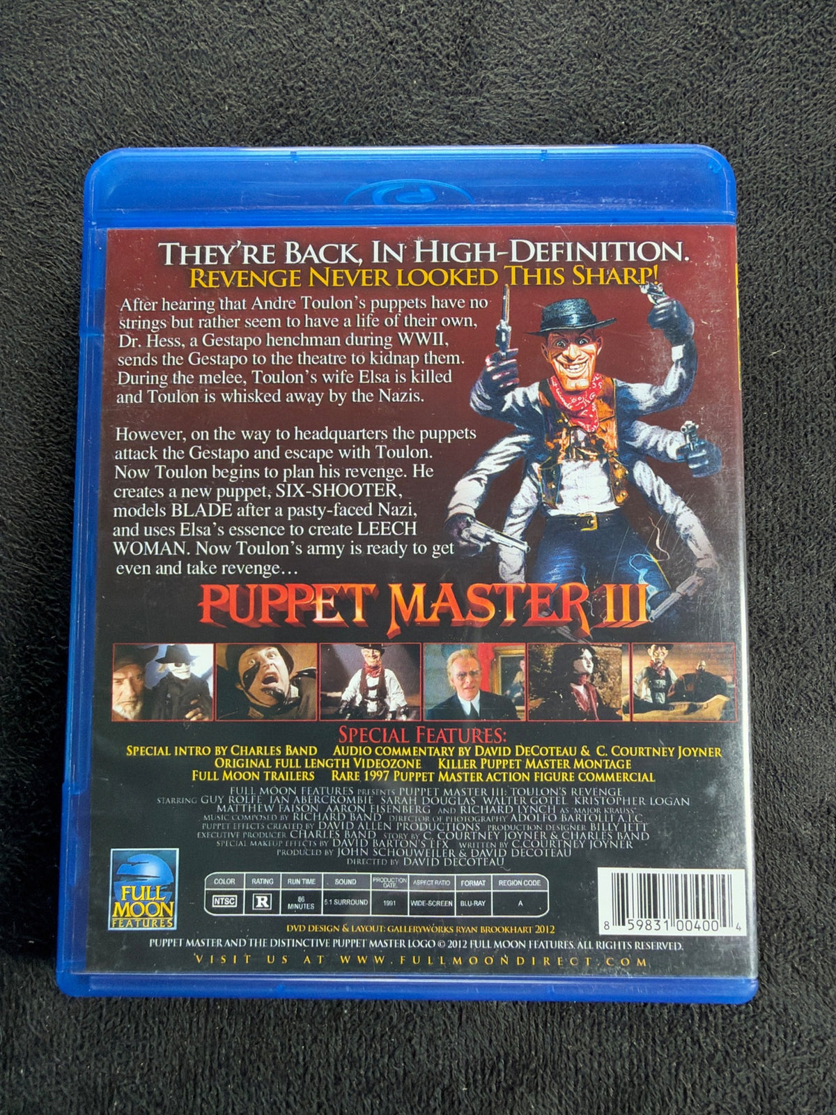 Puppet Master III: Toulon's Revenge (Blu-ray, Full Moon, Signed By Charles Band)