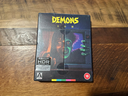 Demons 1 & 2 (4K Ultra HD/Blu ray, Arrow Video, Hard Slipcover, Region B, NEW)