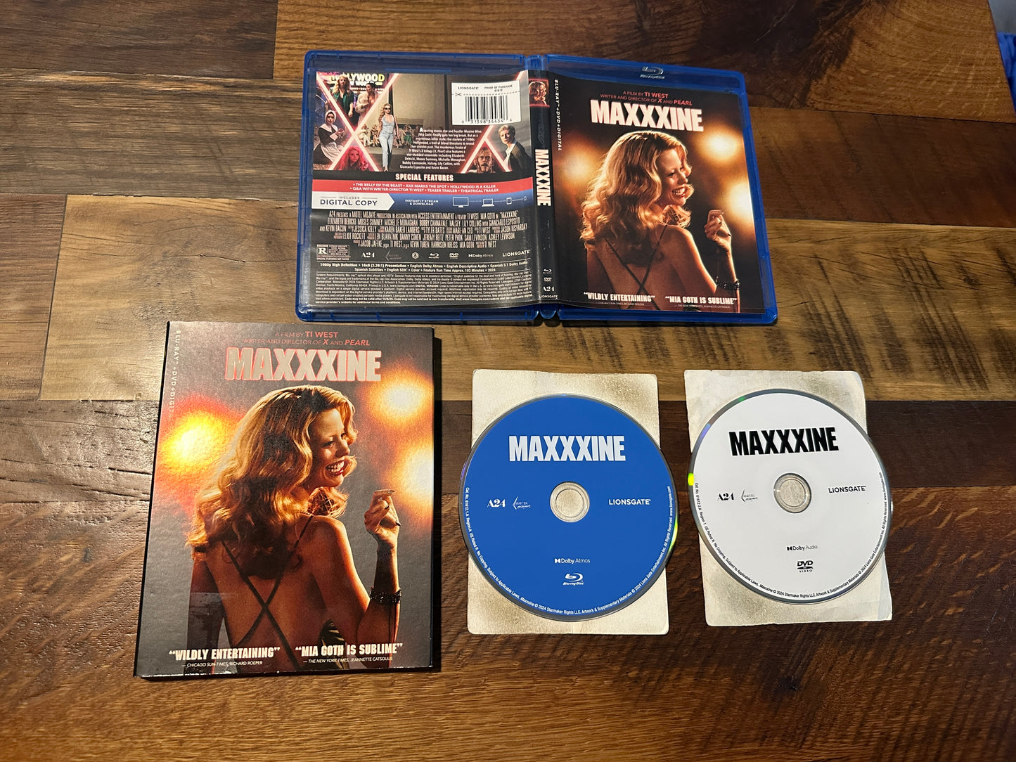 Maxxxine (Blu ray/DVD, Lionsgate, Mia Goth Classic, Slipcover, No Digital)