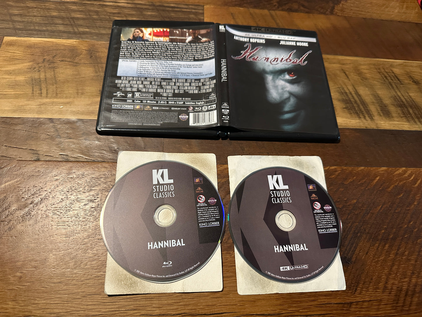 Hannibal (4K Ultra HD/Blu ray, Kino Lorber, 2001 Horror, Anthony Hopkins)