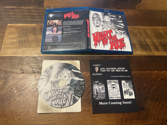 Night of the Axe Blu ray-Facemelt Features-Signed-Obscure Horror-Rare-