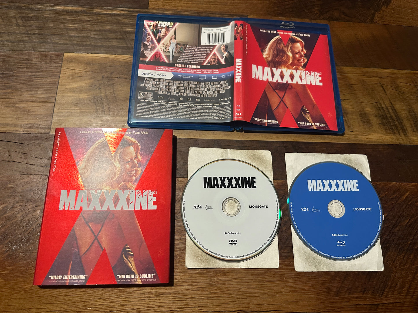 Maxxxine (Blu ray/DVD, Lionsgate, Mia Goth Classic, Slipcover, No Digital)