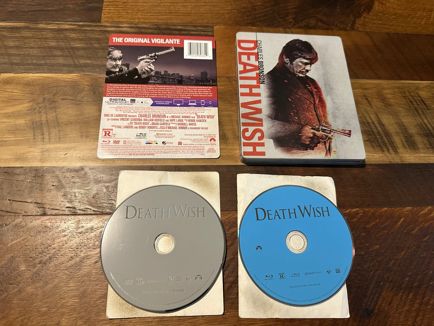 Deathwish 1974 Blu ray/DVD-Paramount-Steelbook-2 Disc-No Digital