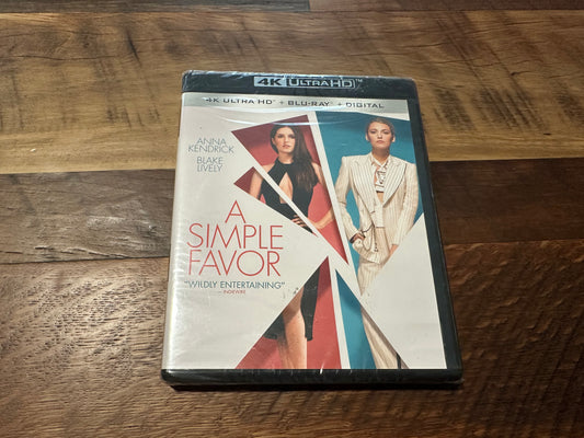 A Simple Favor 4K Ultra HD/Blu ray-Lionsgate-2 Disc-NEW/Sealed