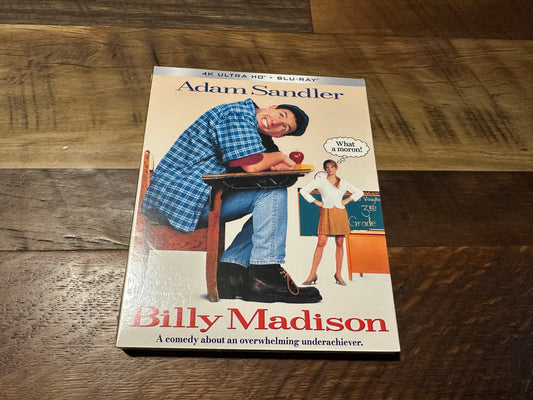 Billy Madison (4K Ultra HD/Blu ray, Kino Lorber, 90’s Adam Sandler, Slipcover, NEW)