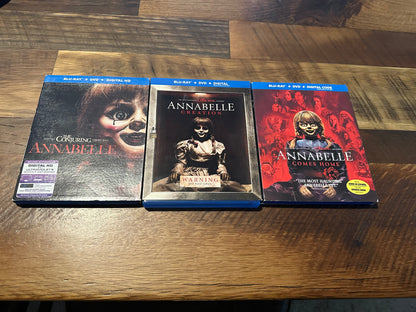 Annabelle Part 1-3 Blu ray-3 Movies-Warner Bros-Slipcovers-