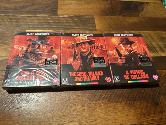For A Few Dollars, Fistful of Dollars, Good The Bad And The Ugly 4K’s, NEW)