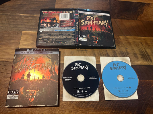 Pet Sematary 4K Ultra HD/Blu ray-Stephen King-2 Disc-Slipcover-No Digital