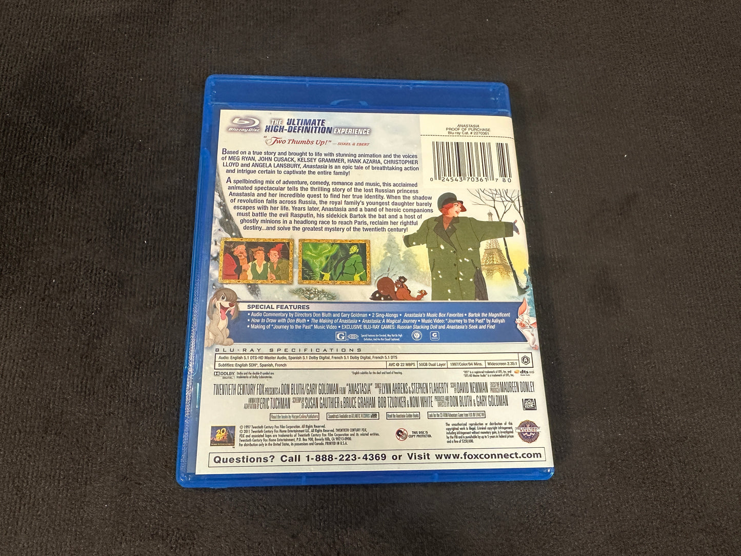 Anastasia (Blu ray/DVD, 20th Century Fox, 90’s Cartoon Classic)