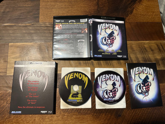 Venom 4K Ultra HD/Blu ray-Blue Underground-Slipcover-2 Disc-80’s Horror