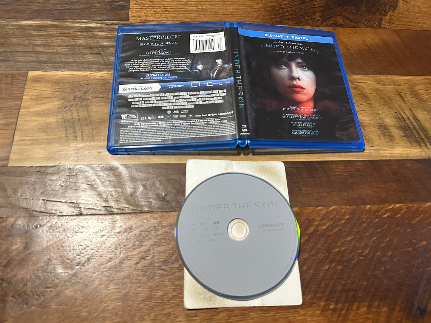 Under The Skin (Blu ray, Lionsgate, Scarlett Johansson, No Digital)