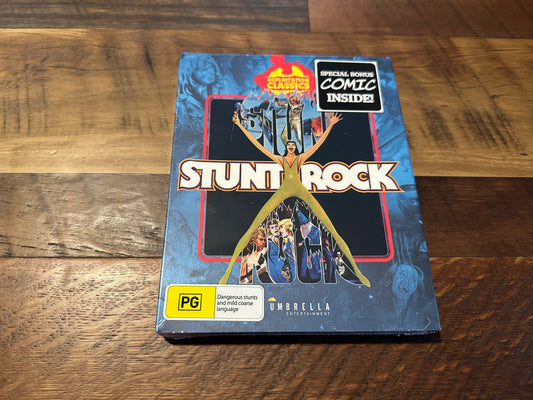 Stunt Rock Blu ray-Umbrella Ent-Slipcover-Comic-Ozploitation Classics-NEW