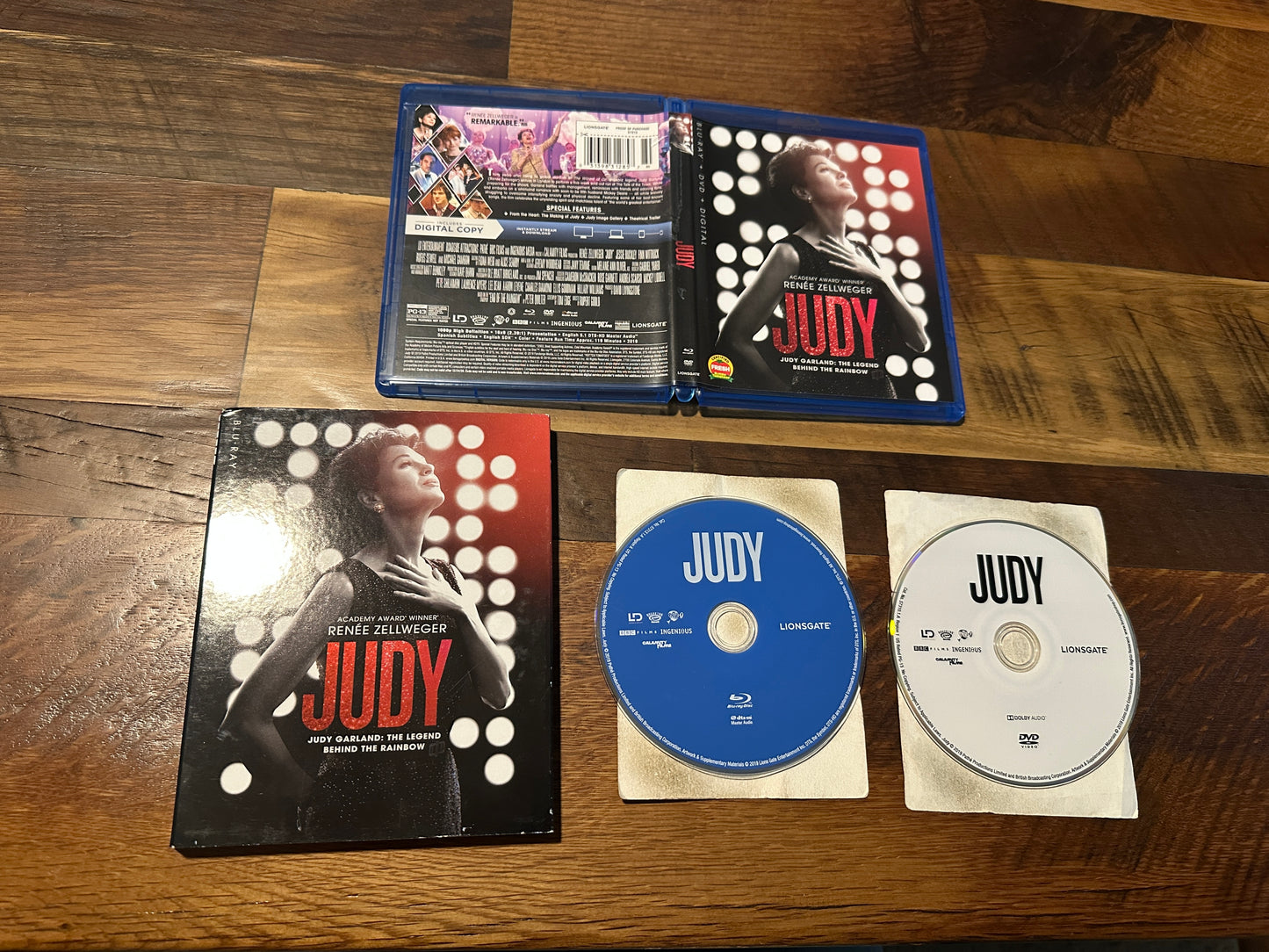Judy (Blu ray/DVD, Lionsgate, Slipcover, Renee Zellweger, No Digital)