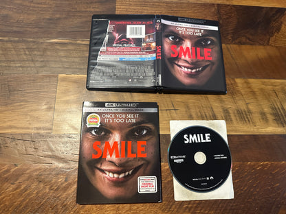 Smile (4K Ultra HD, Slipcover, RIPPED COVER ART, 2022 Horror, No Digital)
