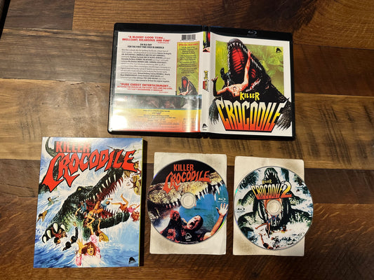 Killer Crocodile 1 & 2 Blu ray-Severin Films-Slipcover-80’s Classics-