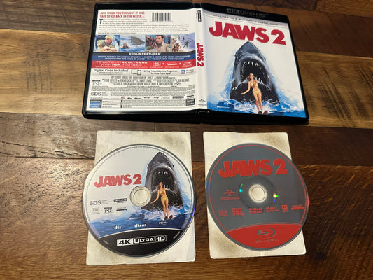 Jaws 2 4K Ultra HD/Blu ray*Universal*2 Disc*70's Clasic Horror*No Digital*