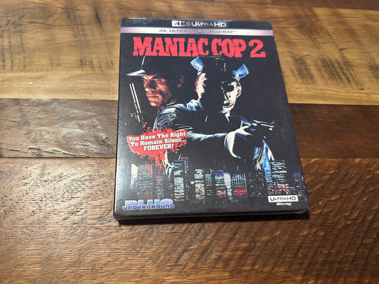 Maniac Cop 2 (4K Ultra HD/ Blu ray, Blue Underground, Slipcover, NEW)