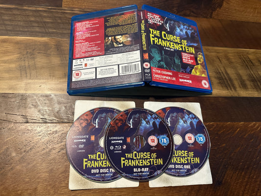 The Curse Of Frankenstein Blu ray /DVD-Lionsgate-3 Disc Set-Region B