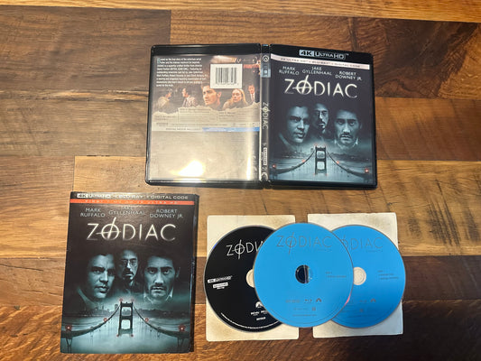 Zodiac 4k Ultra HD/Blu ray-Paramount-3 Disc-Slipcover-No Digital