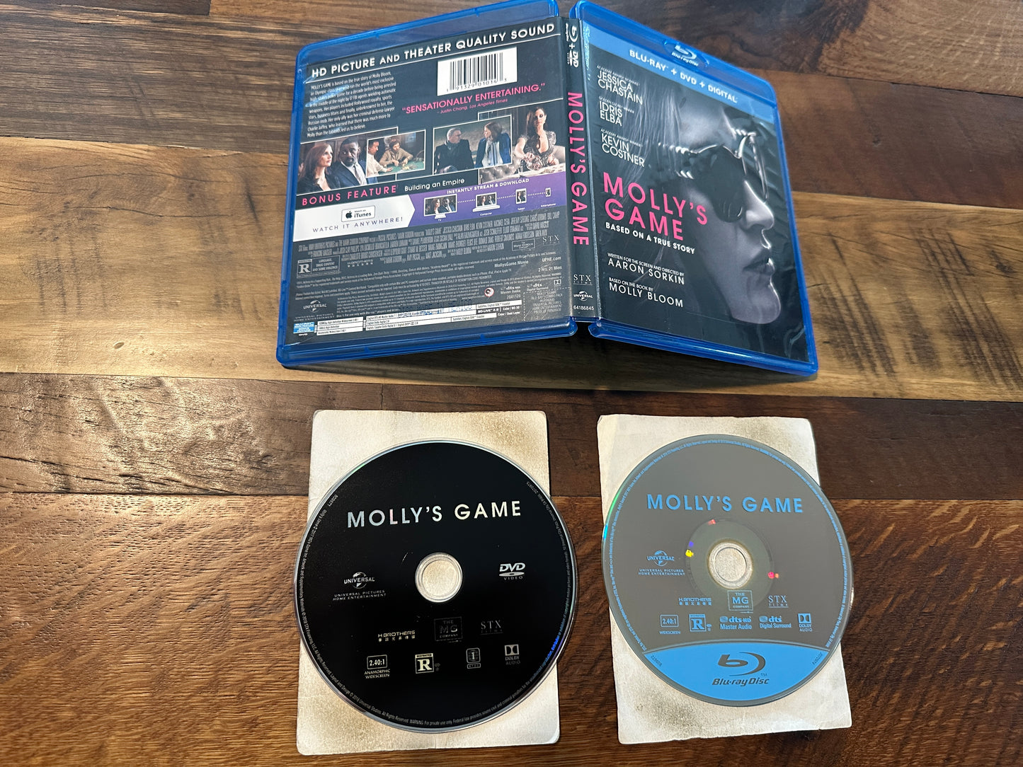 Molly’s Game (Blu ray/DVD, Universal, Based On A True Story)