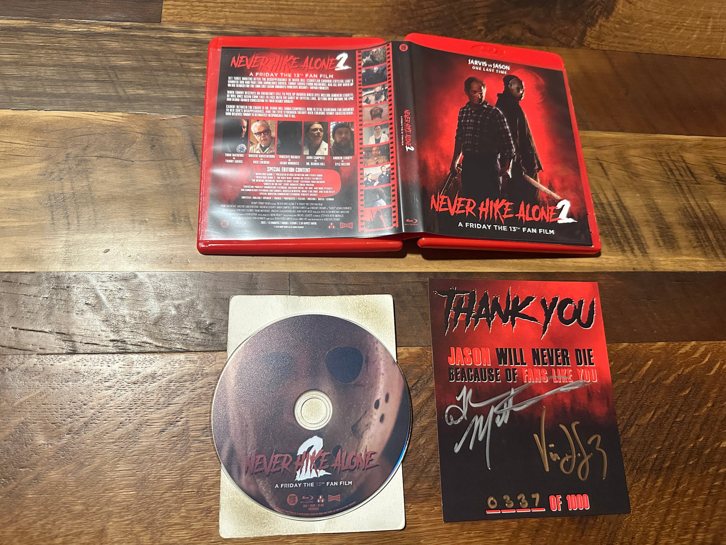 Never Hike Alone 2 Jarvis VS Jason (Blu ray, X2 Signed Card, 1000 Made, New)