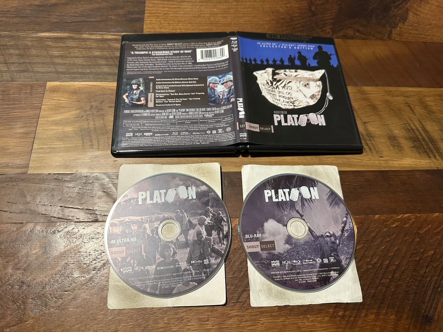 Platoon 4K Ultra HD/Blu ray, Shout Select, 2 Disc, Collector’s Edition)