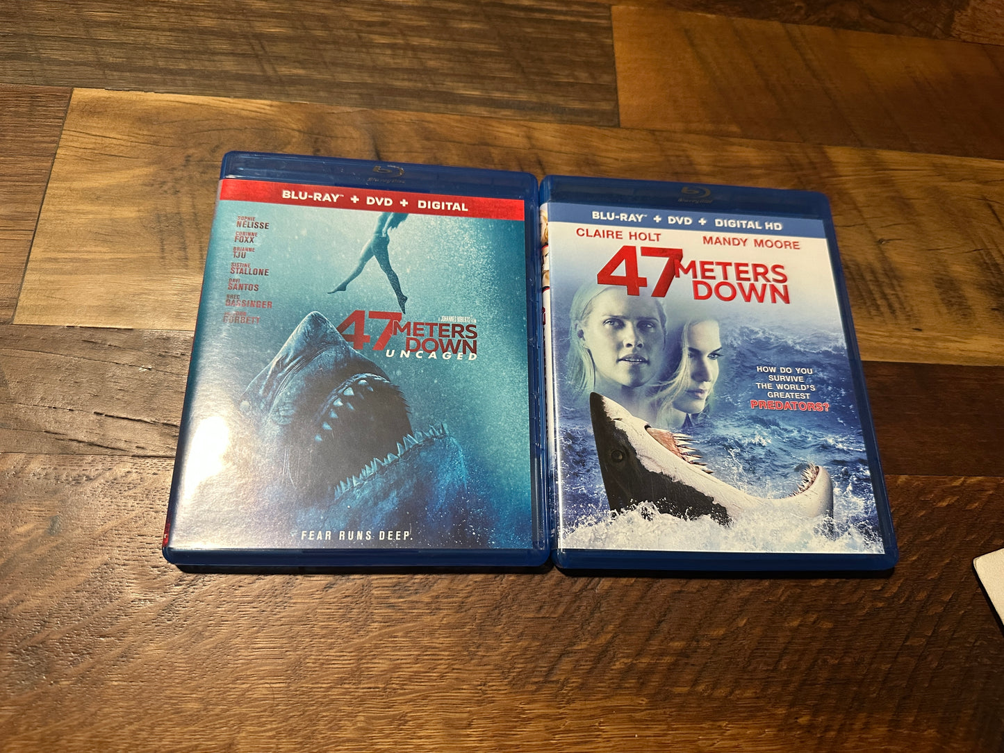 47 Meters Down & Uncaged (Blu rays/DVD, Classic Shark Horror, 2 Movies)