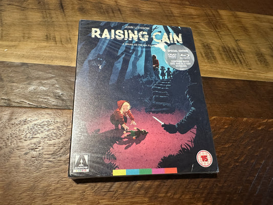Raising Cain (Blu ray, Arrow Video, Slipcover, Limited Ed, Region B, 3 Disc, NEW)