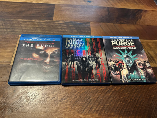 The Purge, Purge Election Year, Purge Anarchy (Blu ray’s, Classics, No Digitals)