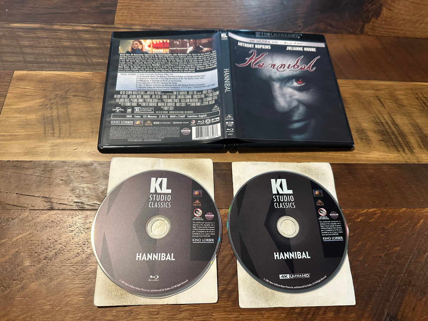 Hannibal 4K Ultra HD/Blu ray-Kino Lorber-2001 Horror-Anthony Hopkins-