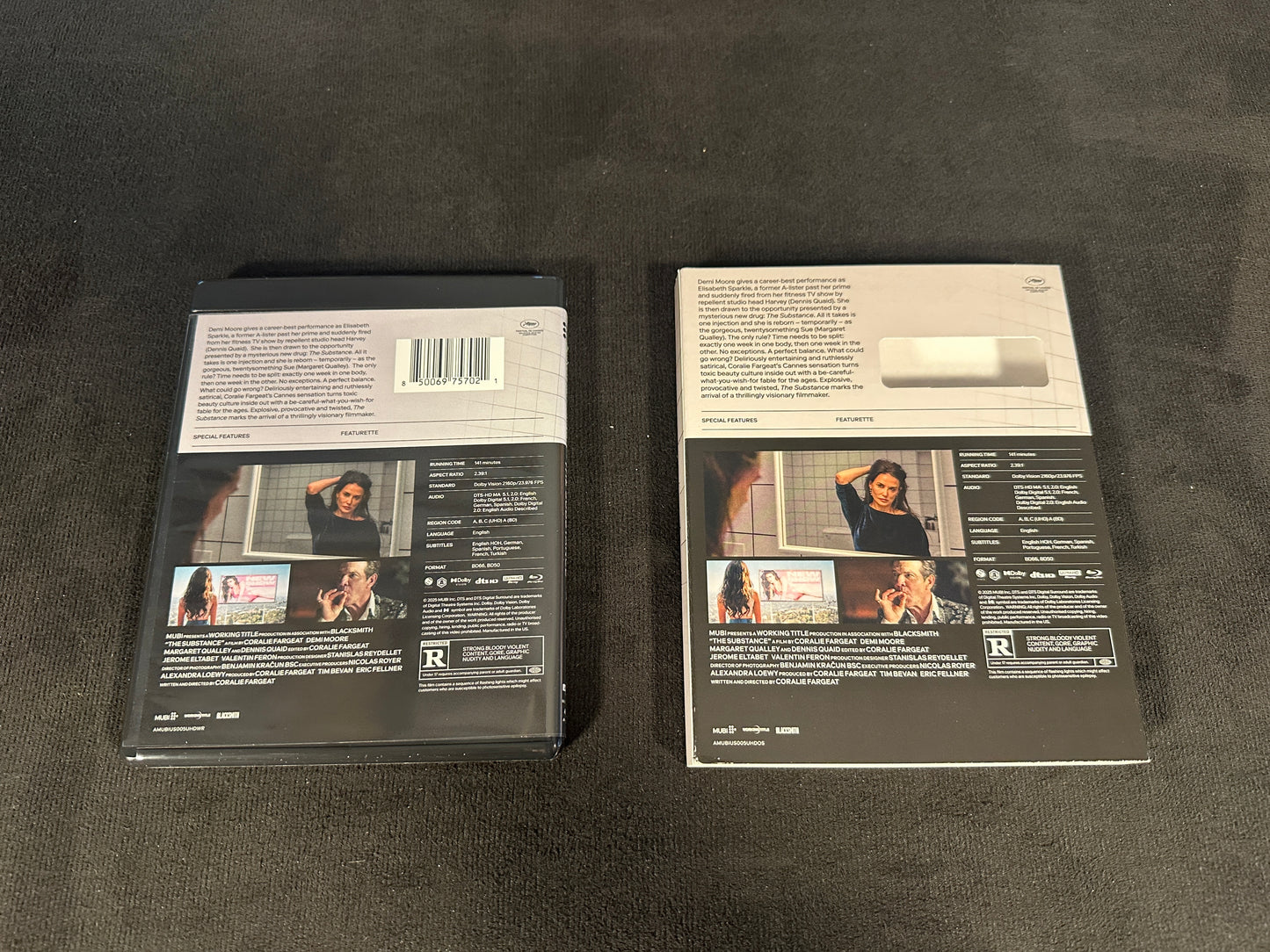The Substance (4K Ultra HD/ Blu ray, Mubi, Demi Moore, Slipcover)