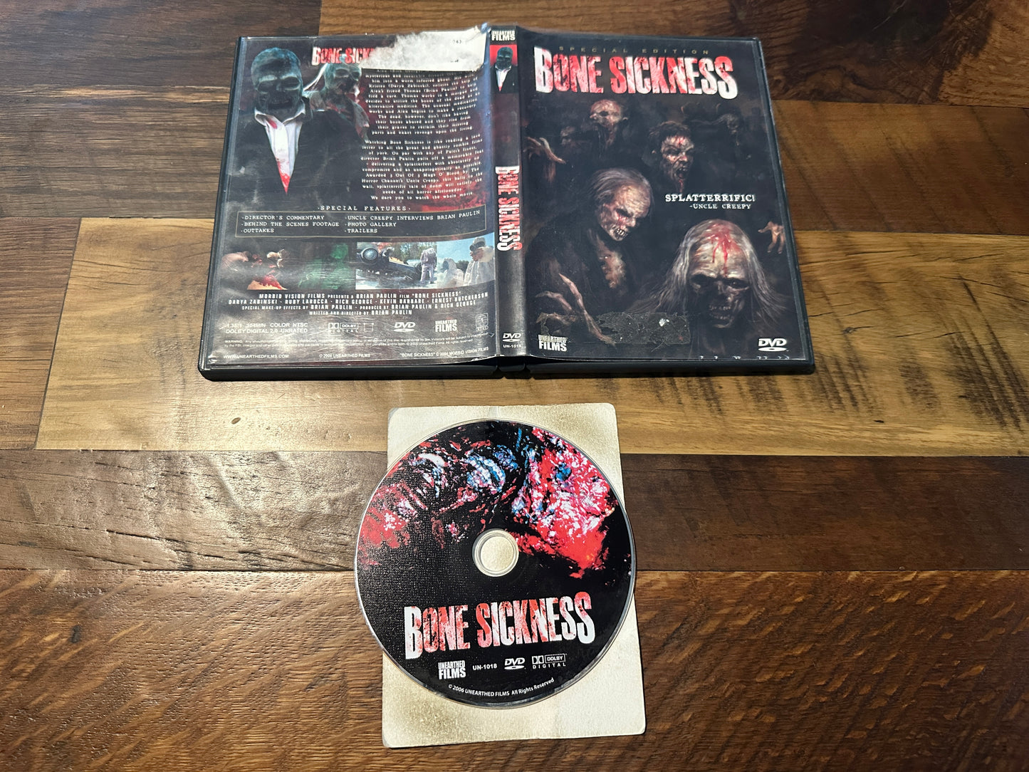 Bone Sickness (DVD, Unearthed Films, Special Edition, Brian Paulin Horror)