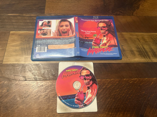 Pool Party Massacre Blu ray*Low Budget Horror*Rare Signed X4*