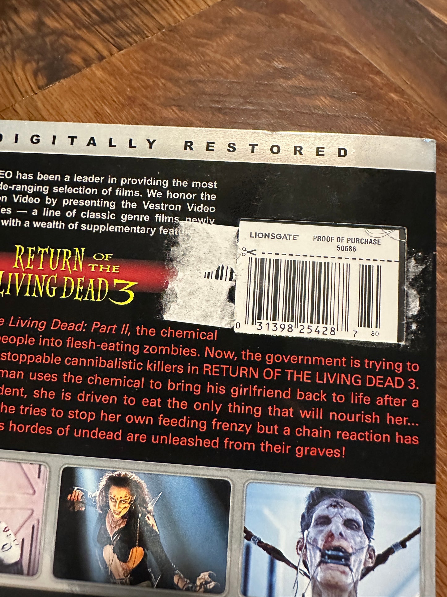 Return of the Living Dead 3 (Blu ray, Vestron Video, Slipcover, Collector’s, NEW)