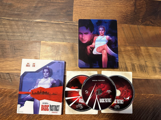 Basic Instinct 4K Ultra HD/Blu ray-3 Disc-Steelbook-Slipcover-Unrated