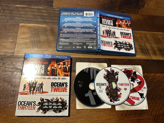Ocean’s Eleven, Twelve, Thirteen (Blu ray, Warner Bros, Slipcover, Triple Feature)