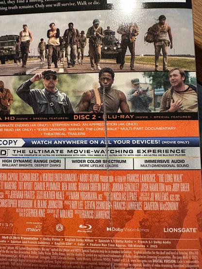 The Long Walk (4K Ultra HD/Blu ray, Steelbook, Slipcover, No Digital)