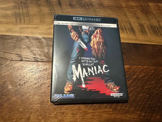 Maniac (4K Ultra HD, Blue Underground, 80’s Horror Classic, NEW)