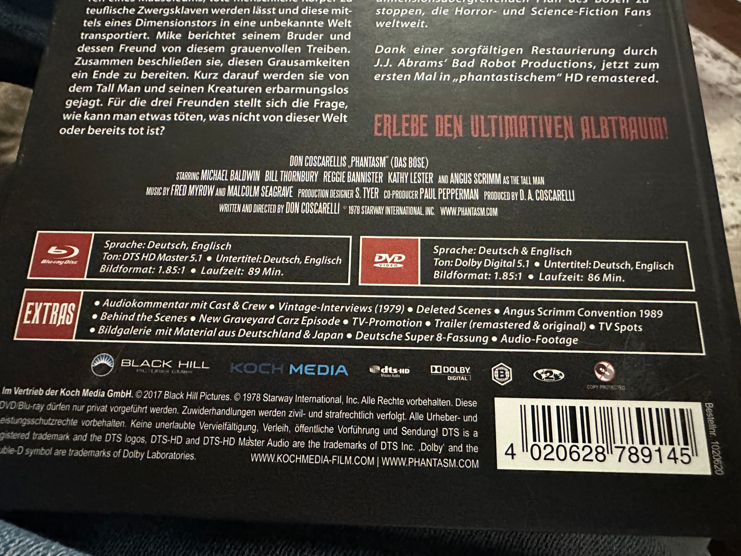 Phantasm (Blu ray/DVD, 3 Disc, Mediabook, Koch Media, Region B)