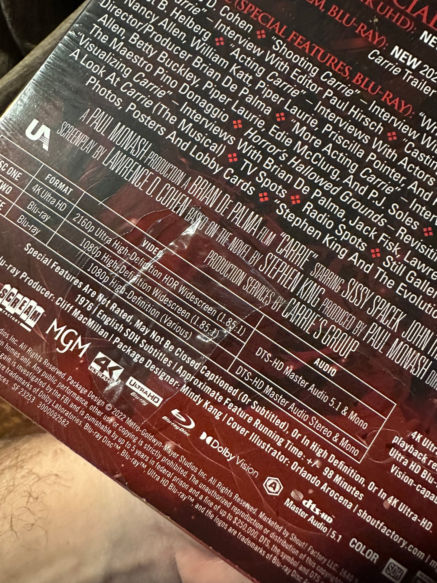 Carrie (4K Ultra HD/Blu ray, Scream Factory, Steelbook, 3 Disc, NEW)