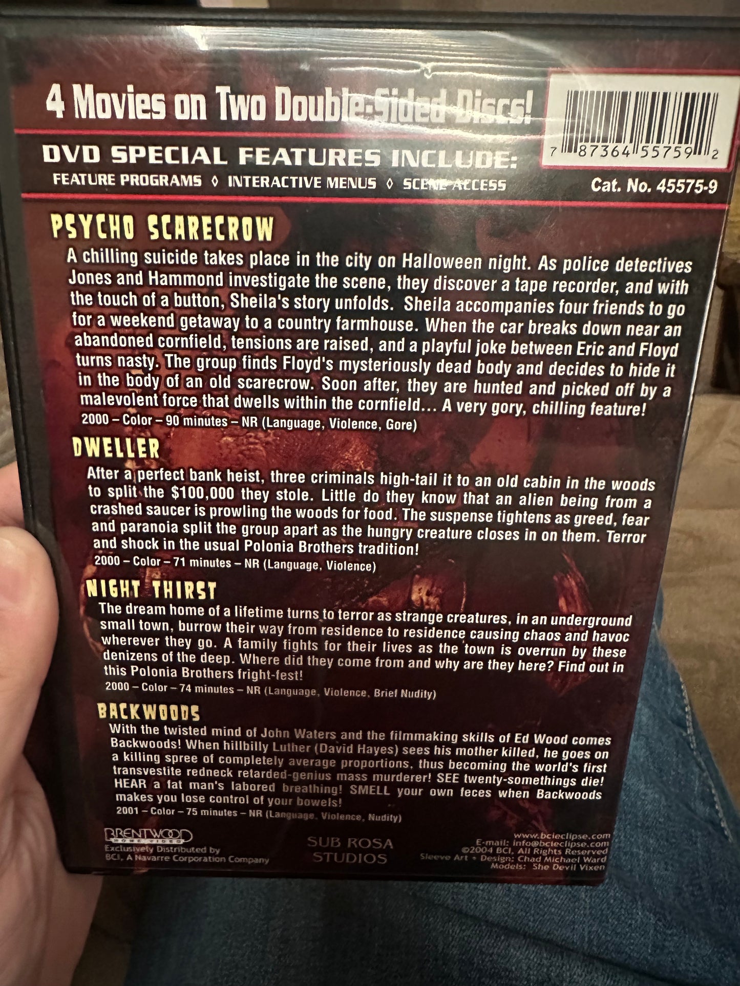 Sleazy Slashers DVD-Bad Taste Theatre-4 Movies-Psycho Scarecrow-
