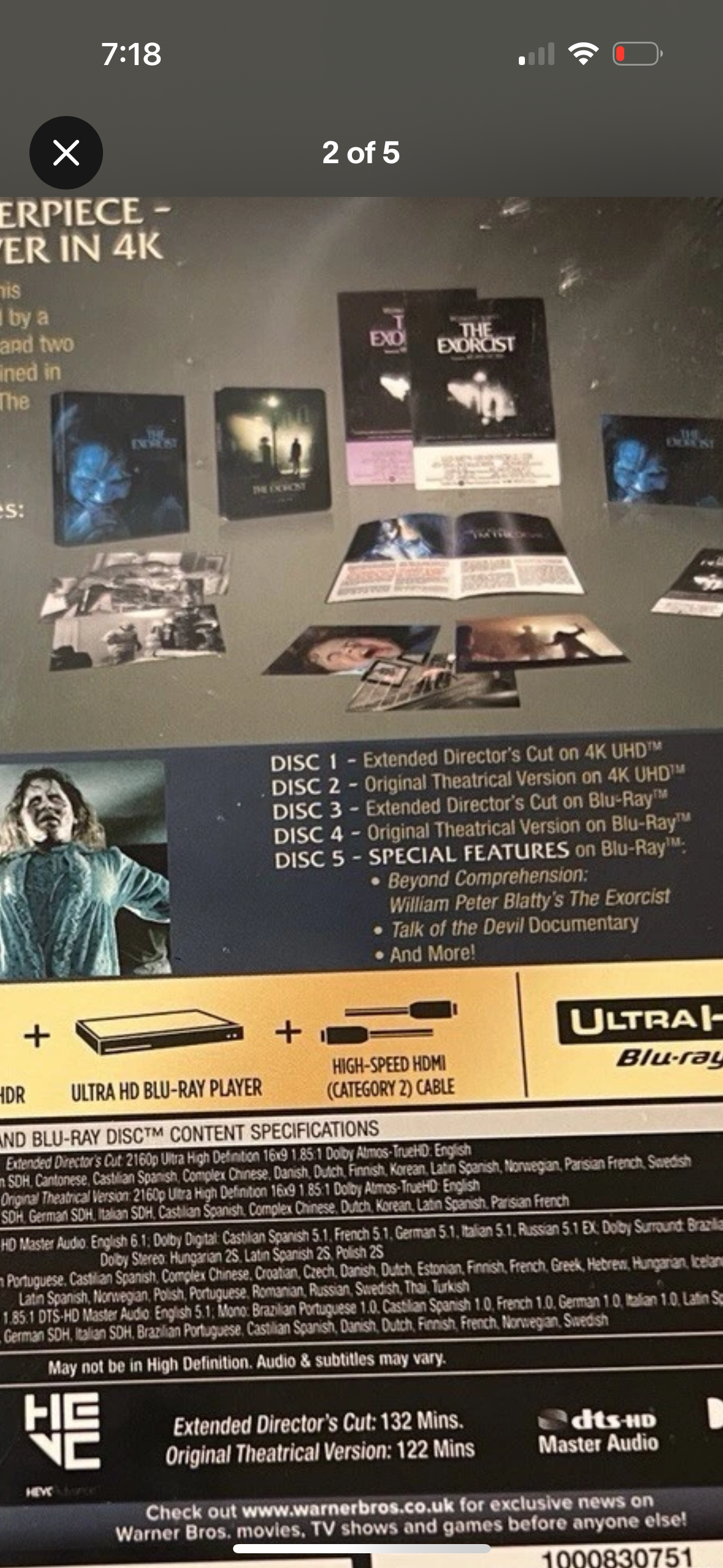 The Exorcist 4K Ultra HD-Collector’s Edition-Steelbook-5 Disc-Rare