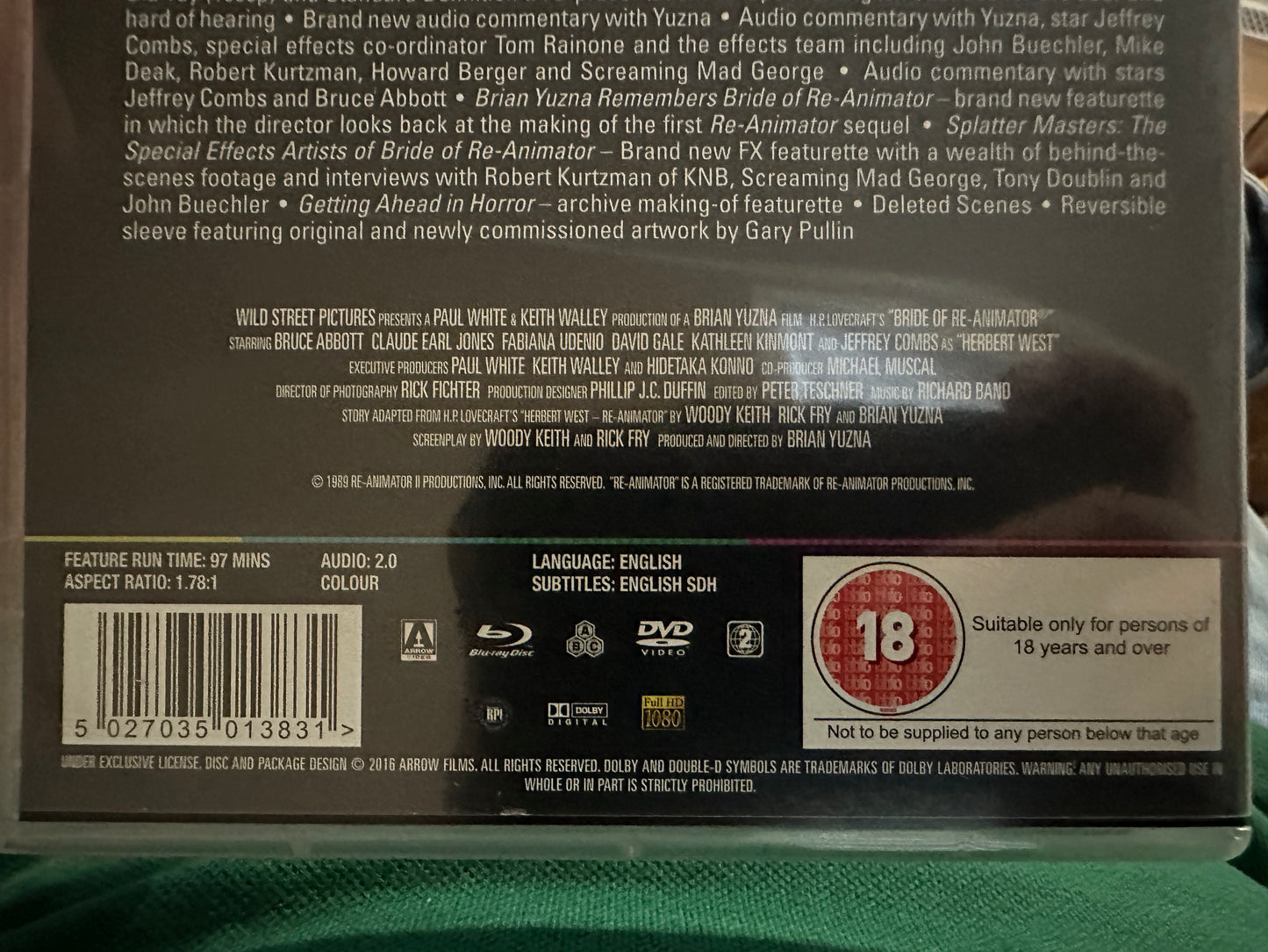 Bride of the Re-Animator (Blu ray/DVD, Arrow Video, 2 Disc, Booklet, Reg 2 DVD)