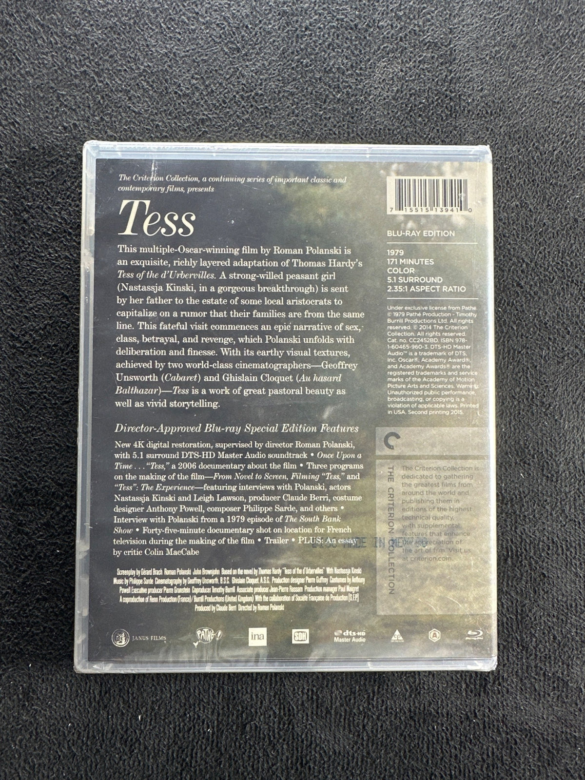 Tess (Blu-ray, Criterion Collection, 60's Classic, Special Edition, NEW/Sealed)