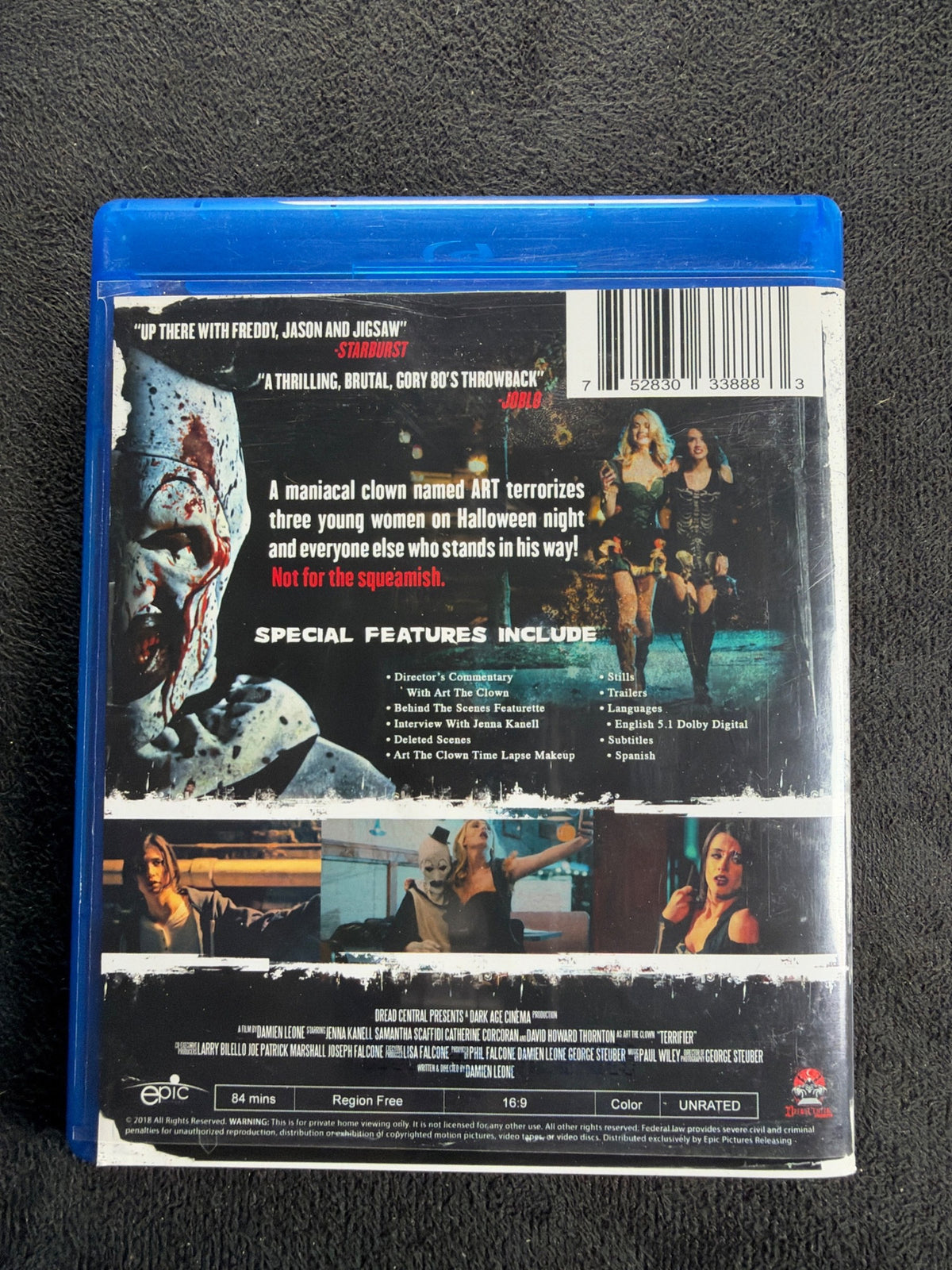 Terrifier (Blu-ray, Epic Pictures, Classic Clown Horror, Widescreen)